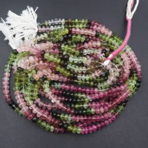 Perles Rondelle Lisse Multi Tourmaline, perles de Tourmaline Multi, perles Rondelle Multi Tourmaline 6-8mm Tourmaline Pastèque - Product Image 2