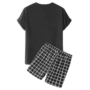 Ensemble de shorts et t-shirt en coton éponge de haute qualité pour hommes, imprimé avec un motif, impression sérigraphique, logo personnalisé, respirant, séchage rapide - Product Image 1