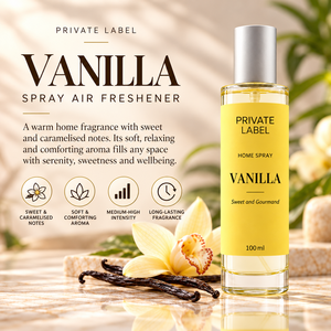 Désodorisant en spray à la vanille en marque propre 100ml |   Parfum Caramelisé Sucré Longue Durée |   Fabricant OEM Espagne - Product Image 2