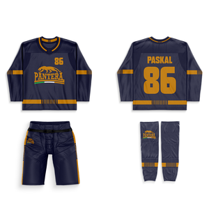 Conjunto de uniforme de hockey sobre hielo sublimado personalizado Jersey y pantalones con logotipo de equipo, nombre y número OEM kit completo de hockey sobre hielo personalizado - Product Image 3