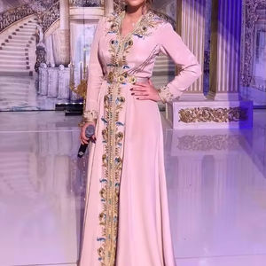 2024 Nouveau Design Caftan Caftan Musulman Traditionnel Avec Perles De Pierre Tissé À La Main Robe Marocaine - Product Image 1