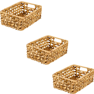 Cesta de almacenamiento de jacinto de agua artesanal sin asas para decoración del hogar con cesta tejida a mano de diseño elegante - Product Image 5