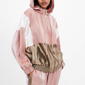 Chándal de algodón con cremallera para mujer, conjunto de dos piezas deportivo corto para gimnasio y trotar, chándales con logotipo personalizado, venta al por mayor - Product Image 5