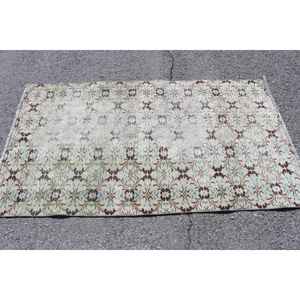 Alfombra Vintage, Alfombra Turca Decorativa de 3.6x6.3 pies, Alfombra Floral Marrón y Verde - Product Image 3