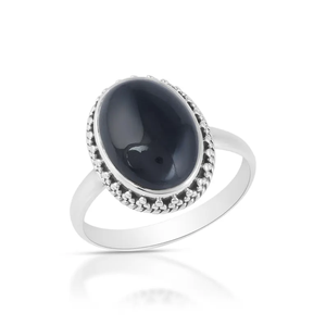 Anillo bohemio de Plata de Ley 925, anillo ovalado de ónix negro Natural hecho a mano, regalo de aniversario de fiesta de boda clásico, moda para esposa - Product Image 1