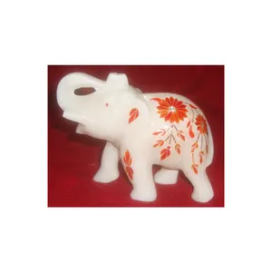 Decorative Animal Standing Marble Elephant Sculpture Statues With Beautiful Artwork White Stone Marble Elephant For Decoration