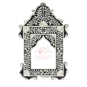 Miroir décoratif mural vintage sculpté à la main avec incrustations d'os pour la décoration murale de la maison - Product Image 5