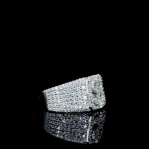 Bague Cocktail Homme en Argent 925 avec Symbole Dollar Sertie de Moissanite, Style Hip-Hop, Idéale au Quotidien - Product Image 2