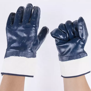Doublure en maillot robuste <span class=keywords><strong>Gants</strong></span> de travail enduits de nitrile bleu entièrement enduits Manchette de sécurité <span class=keywords><strong>Gants</strong></span> en nitrile résistants aux produits chimiques résistants à l'huile - Product Image 5