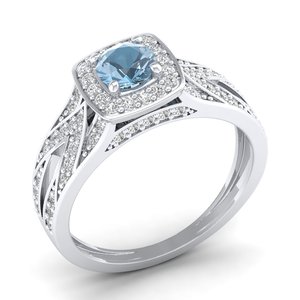 Anillo Solitario de Oro de 14K con Moissanita de Diseño Clásico REYES, Corte Redondo, 0.5 Quilates, Gema de Aguamarina, Anillos de Eternidad, Joyería Fina - Product Image 2