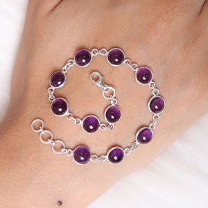 Bracelet tennis en améthyste pour femme, argent sterling 925 plaqué or, forme de cadenas, style bohème, tendance, fait main, cadeau certifié - Product Image 2