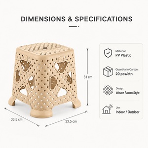 Stackable PP Plastic Stool Household Step Seat Indoor Outdoor Bathroom Kitchen Garden Utility Stool for Home Furniture Use - Product Image 3