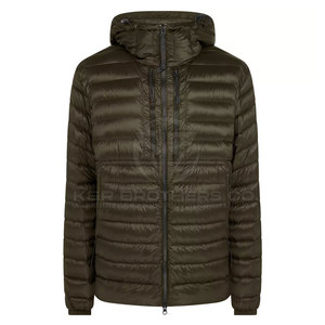 Lightweight Men's Nonwoven Puffer <b>Jacket</b> with Stand Collar Front Logo Breathable Durable Outer Shell Hooded for Winter <b>Travel</b> - Product Image 1