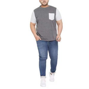 T-shirts pour hommes de haute qualité en coton/polyester, tissu tricoté épais, poche contrastante, élégant, formel, respirant - Product Image 5