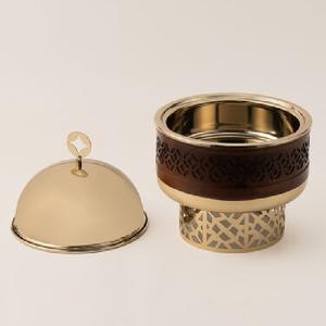 Cazuelas redondas de madera árabe Hotpot con Madre de perla Cazuela de lujo hecha a mano de metal de la mejor calidad Mesa redonda - Product Image 5