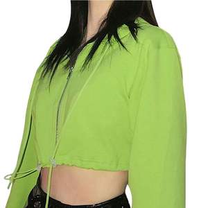 Ladies Urban Style Crop <b>Top</b> Hoodie Soft Fleece <b>Warm</b> Winter Wear Alibaba Hot Selling - Product Image 5