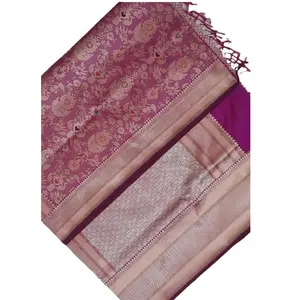 Handloom Tinh Khiết Lụa Kadua Booti Saree Với Áo Phụ Nữ Mặc Phụ Nữ Bên Lễ Hội Hàng Ngày Mặc Mềm Sari Bán Buôn Giá Thấp