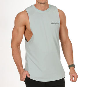 Custom Logo <b>Men</b> Loose Cotton Workout Fitness Sleeveless Stringer Singlet Bodybuilding Running <b>Black</b> Gym <b>Tank</b> <b>Tops</b> - Product Image 4