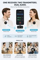 Microphone cravate sans fil portable 1-vers-2 avec suppression intelligente du bruit par IA pour le streaming en direct (vente en gros)
