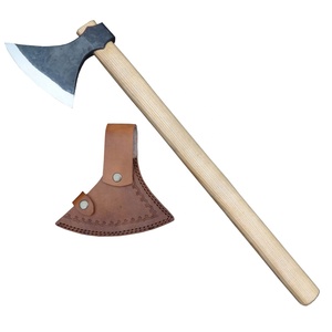 ขวานชาวสแกนดิเนเวียนตีขึ้นรูปด้วยมือสไตล์วินเทจชาวเดนมาร์กขวานหัวท่อนไม้ด้ามหนังวัวสำหรับอุตสาหกรรมแคมป์ปิ้ง - Product Image 1
