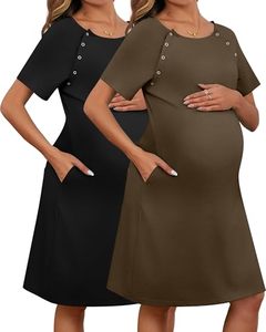 Vestido de Maternidad NZMAN Easy-Snap sin Etiquetas, para Parto <span class=keywords><strong>y</strong></span> <span class=keywords><strong>Lactancia</strong></span>, Manga Corta, 3 en 1, con Cobertura Completa en la Espalda - Product Image 1