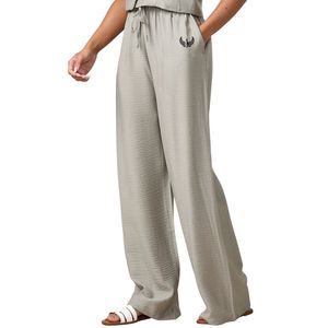 Pantalon décontracté pour femme en tissu tissé vert sauge clair, coupe décontractée, jambe large, style mode, doux, pour le quotidien - Product Image 1