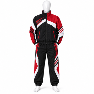 Nuevo conjunto deportivo de dos piezas con chaqueta cortavientos con cremallera y pantalones de nailon, 100% poliéster, para hombre. - Product Image 1