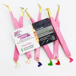 Pinzas rosas de tendencia superior pinzas de pestañas de corazón de visón Acero inoxidable sostenible nuevas selecciones calientes encanto pinzas de pestañas logo oferta - Product Image 3