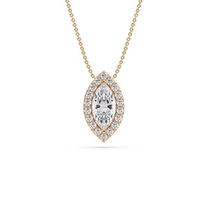 Colgante con un solo halo de diamantes talla marquesa de 0.50 ct, diamante cultivado en laboratorio en platino, regalo de aniversario de bodas - Product Image 1