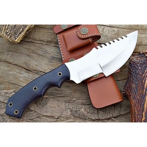 Couteau de chasse Jexmoo personnalisé, fait main, en acier Damas, lame pleine, fourreau en cuir Micarta, cadeau d'anniversaire OEM, camping en plein air - Product Image 3
