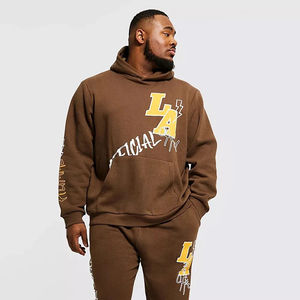 Conjunto de chándal con capucha y pantalones de chándal apilados acampanados con logotipo personalizado para hombre - Product Image 5