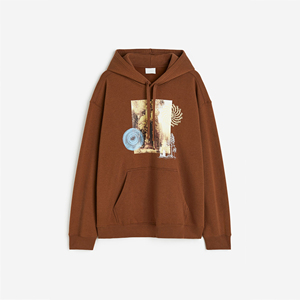 Sudadera con capucha estampada de poliéster y algodón de gran tamaño para hombre, ropa deportiva básica personalizada, Sudadera con capucha de temporada de invierno con diseño impreso - Product Image 5