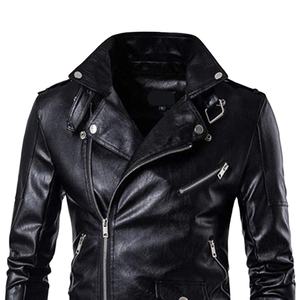 Marca de moda para hombre diseñador Punk Viento oblicuo cremallera diseño hombres chaqueta de cuero abrigo nueva motocicleta piloto chaqueta de cuero - Product Image 4