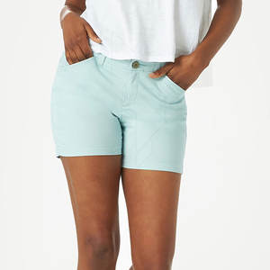 High Quality Comfortable Breathable Women's <b>Jeans</b> Shorts Pakistan Made <b>with</b> Color Contrast <b>Elastic</b> <b>Waist</b> Casual Style - Product Image 5