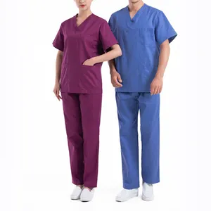 Toptan özel tasarım erkekler kadınlar tıbbi hastane fırçalama üniformaları özel nakış ve yama Logo hemşirelik kliniği fırçalama seti