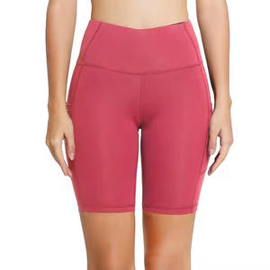 Shorts de yoga personnalisés Taille haute Séchage rapide Respirant Extensible dans les quatre sens Couleur unie Logo personnalisé Vêtements de fitness sexy - Product Image 3