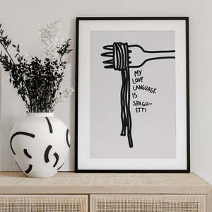 Diseño Minimalista Abstracto de Espaguetis para el Idioma del Amor - Product Image 1