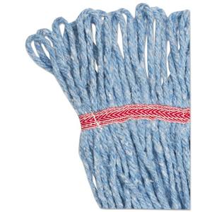 Tête de balai serpillère Boardwalk Super Loop de 5 pouces en coton et fibres synthétiques, grande taille, bleue, avec manche de nettoyage pour sols - Product Image 3