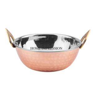 Ensemble de 3 finition antique en cuivre, taille et logo personnalisés, fournitures de cuisine Kadhai en métal de haute qualité - Product Image 3