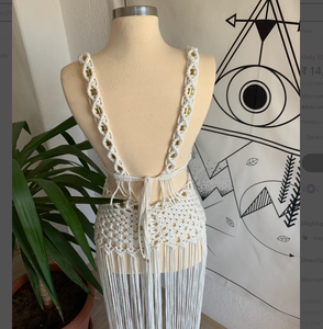 Vestido de Algodón Hecho a Mano de Alta Calidad para Boda, Ropa de Festival Tejida a Mano, Top Corto Tipo Bustier, Vestido de Playa de Macramé para Mujer - Product Image 3