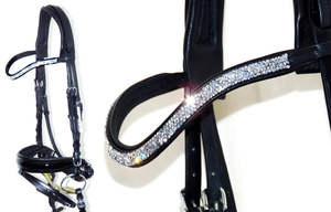 Bride anatomique en cuir de haute qualité avec bande de front en cristal nouvel accessoire de bride de cheval - Product Image 6