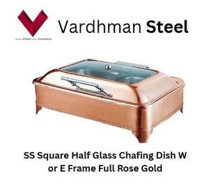 Vente flash : Plat à réchaud carré en verre demi-cercle avec cadre en or rose, 7L, plat à réchaud carré avec cadre en or rose - Product Image 5