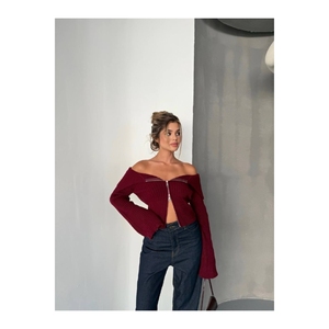 <b>Madonna</b> Women's Double Zip Knit Collar Sweater - Product Image 2