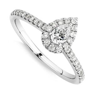 0.50 TCW poire coupe Halo anneau laboratoire bague en diamant 14K 10K jaune blanc or Rose laboratoire grandir bague en diamant pour les femmes cadeau ou fiançailles - Product Image 2