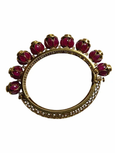 Luxury Yellow Gold Finish 92.5 Sterling <b>Silver</b> Moissanite Polki <b>Bangle</b> Traditional Indian Jewelry <b>for</b> <b>Women</b> Formal & Casual Wear - Product Image 3