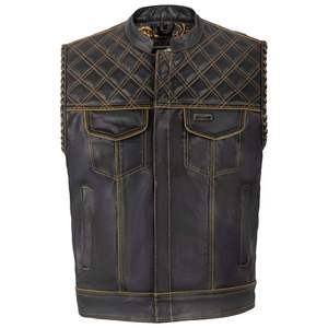 Gilet en cuir de vachette coupe-vent pour homme, fermeture à boutons en corne, pour utilisation en moto lourde, personnalisable, fabricant pakistanais - Product Image 5