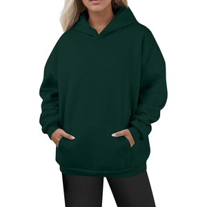 Sudadera con Capucha Personalizada con Logotipo, Lisa, para Mujer, Estilo Holgado, de Invierno, de Algodón/Poliéster, con Bolsillo Tipo Canguro - Product Image 1