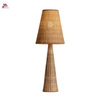 Lampe de table colonne vintage moderne en rotin naturel Viet Mai Lan, LED 2700K blanc chaud, couleur personnalisable, culot E27, pour bureau
