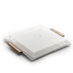 Plateau de service en métal de grande taille pour restaurant, café, hôtels, plats de service, fruits, café, avec poignées en cuir - Product Image 6