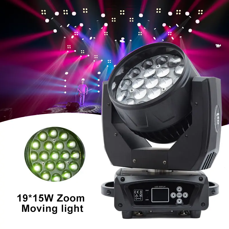 Grace-sistema de luces LED para escenario, cabezal móvil de lavado con Zoom, 19x15W